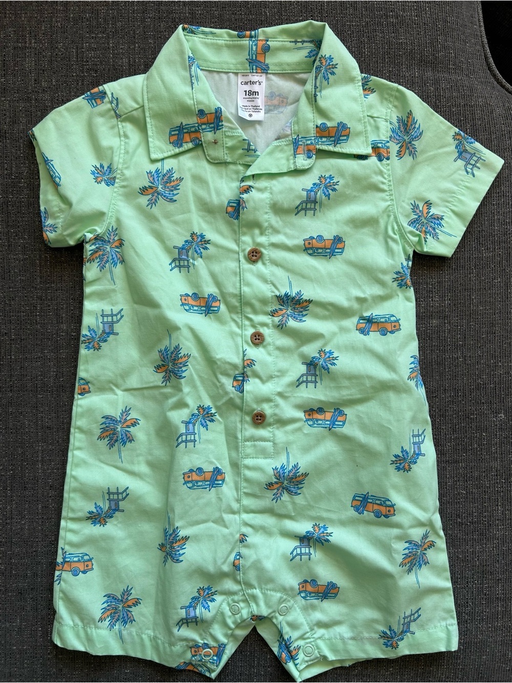 5/$25 Carter's Mint Green Tropical Short-Sleeve Romper Size 18M